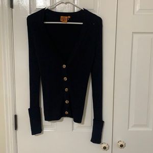 Tory Burch Black Simone Cardigan 100% Merino Wool